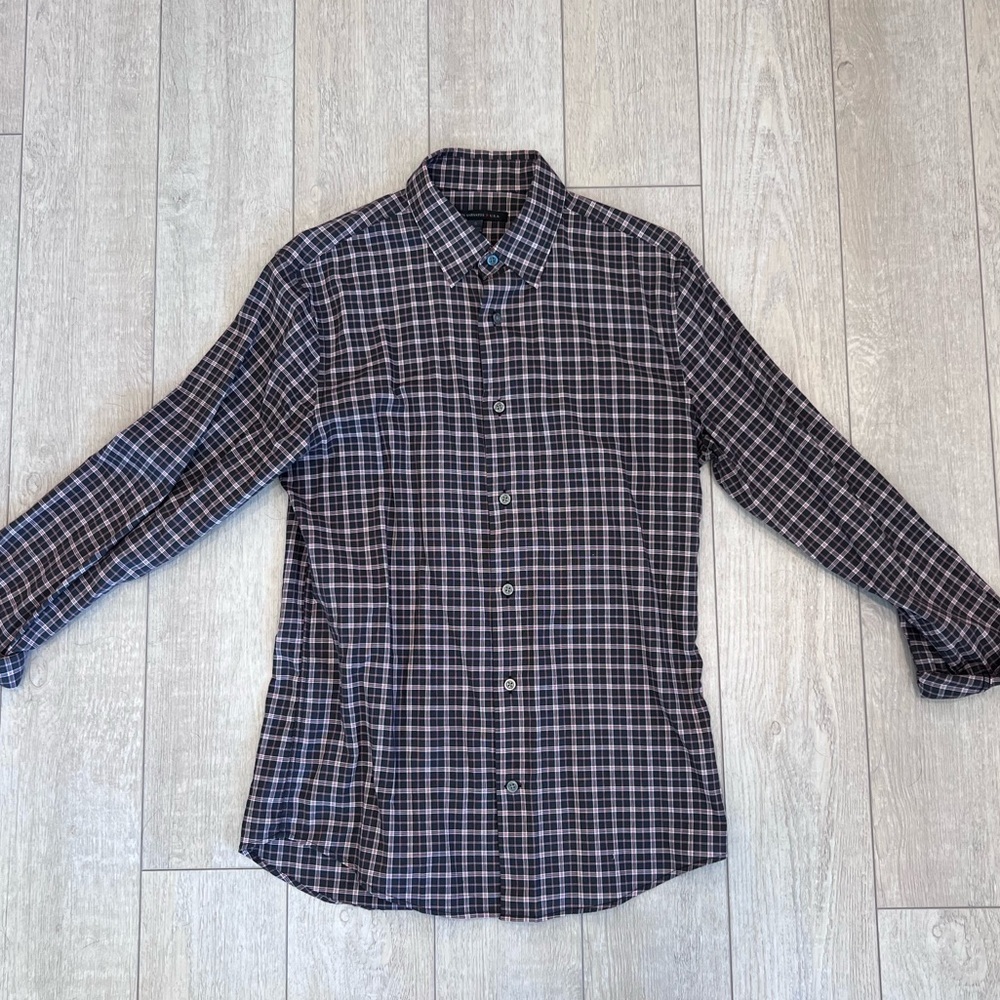 John Varvatos Plaid Button-Down Shirt | Men’s Long Sleeve Size Small